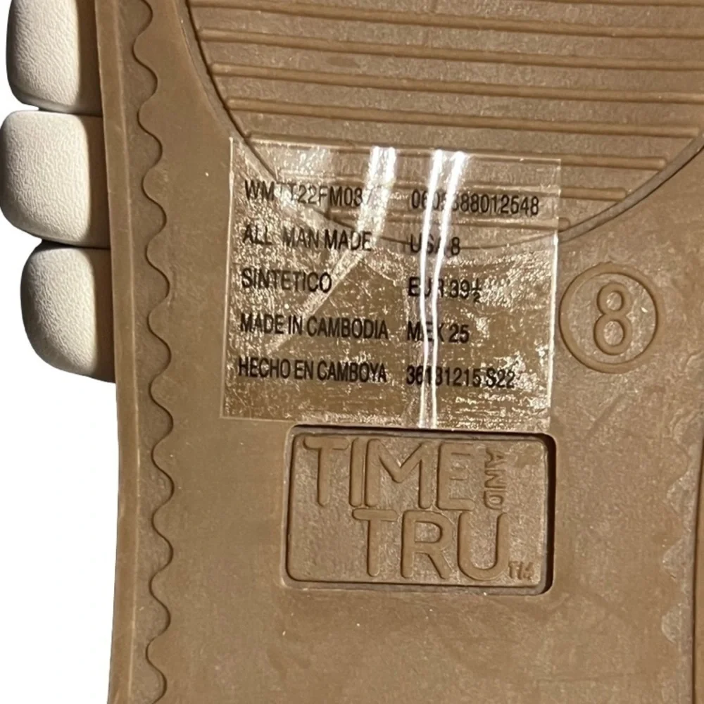 Time and Tru Women's Multi-Band Slide Sandals White Size 8